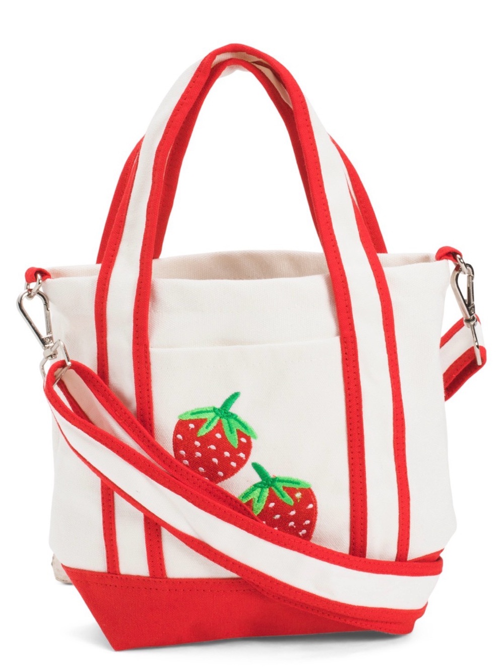 MARTHA STEWART Cotton Canvas Embroidered Strawberry Tote